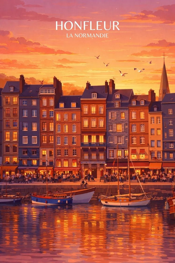 Poster, Vintage, Honfleur, Déco, Murale, Idéale, Image, Affiche, Rétro, Design