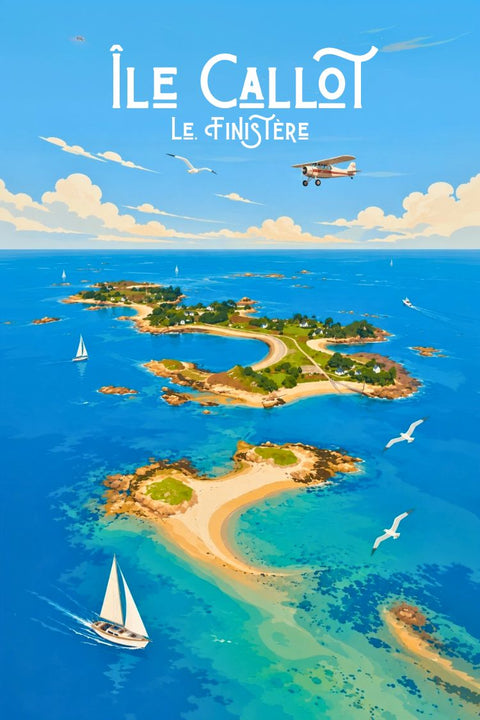 Affiche Ile Callot - Décoration Vue Aérienne #Décoration #IleCallot #Ciel