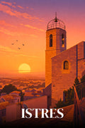 Istres, Coucher de Soleil, Notre Dame, Affiche, Unique, Poster, Décoration, Art, Mural, Paysage.