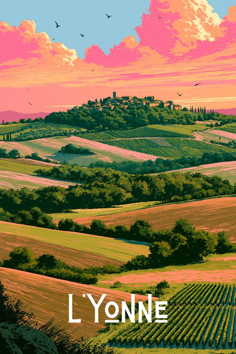 Affiche L'Yonne - Paysage vintage