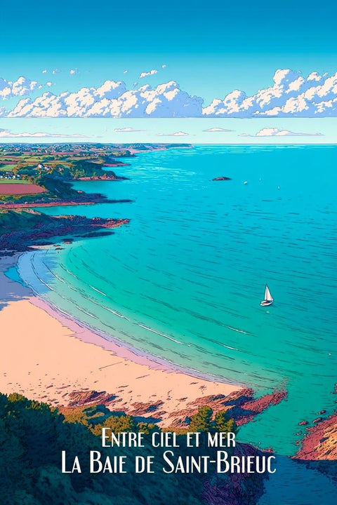 Affiche La Baie de Saint-Brieuc - Ciel et mer vue du ciel