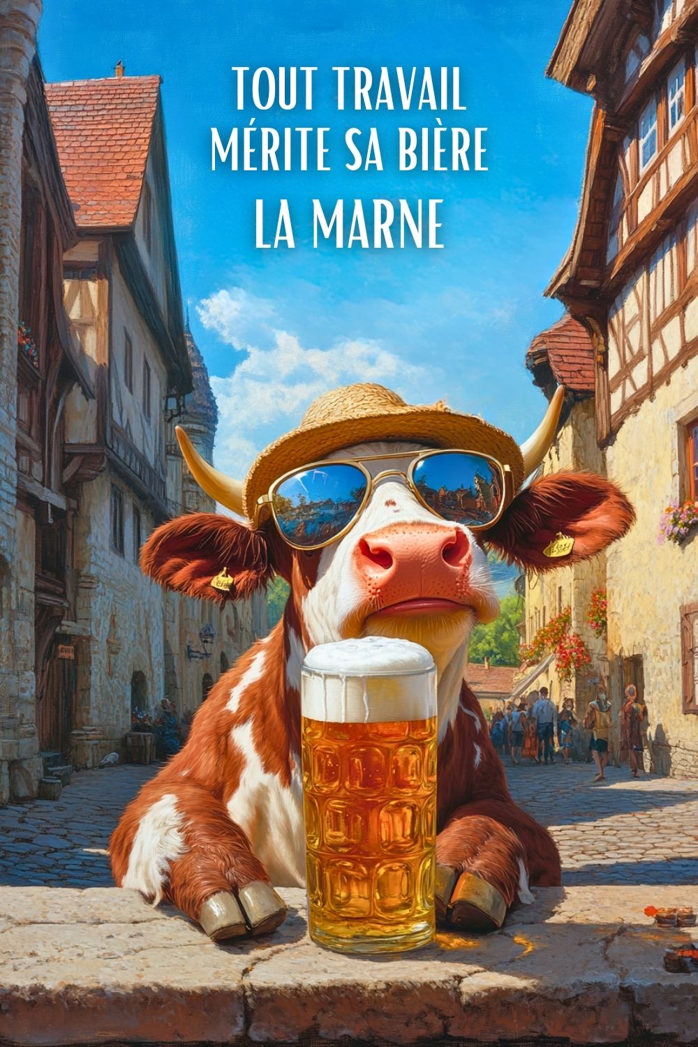 Bière Humour Poster Humour Marne - Tout travail mérite sa bière – Posters de nos régions