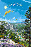 Rétro, Affiche, Vintage, Drôme, Parapente, Tourisme, Cadeau, Idéal, Décoration, Souvenir