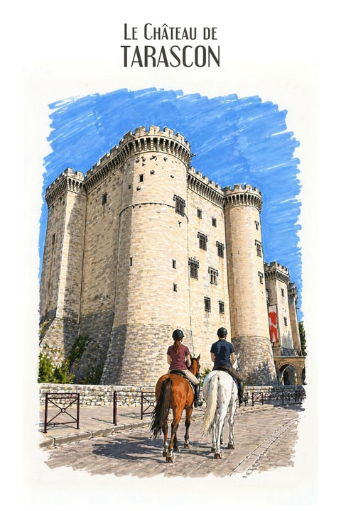 Affiche Tarascon - Château aquarelle
