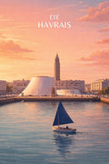 Poster, Coucher de Soleil, Pastel, Le Havre, Grande Affiche, Décoration, Murale, Art, Paysage, Impressions artistiques.