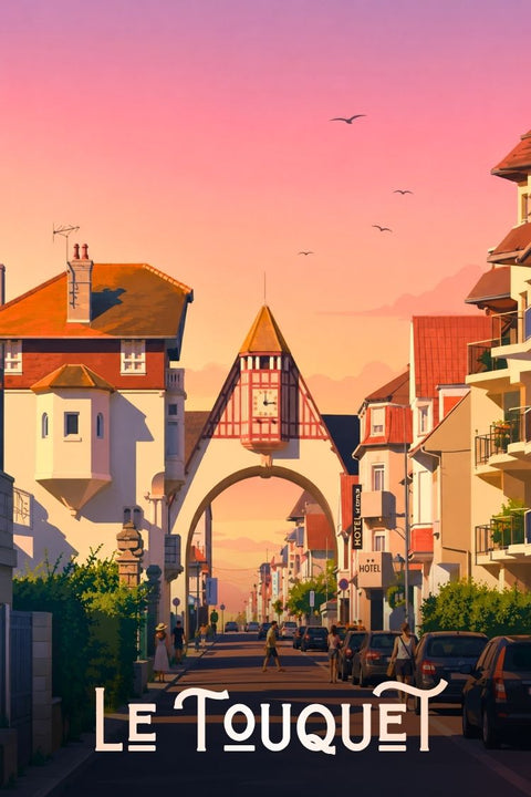 Affiche Le Touquet - Ville souvenir vintage