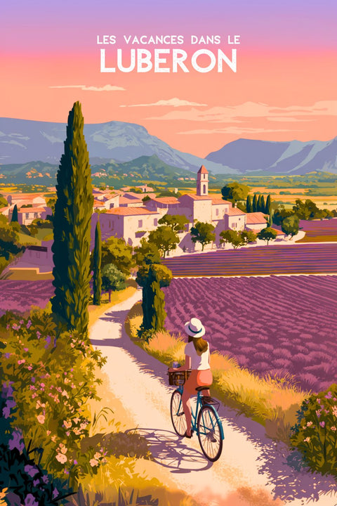 Poster, Vintage, Coucher de Soleil, Luberon, Décoration, Murale, Art, Impressions, Paysage, Intérieur.