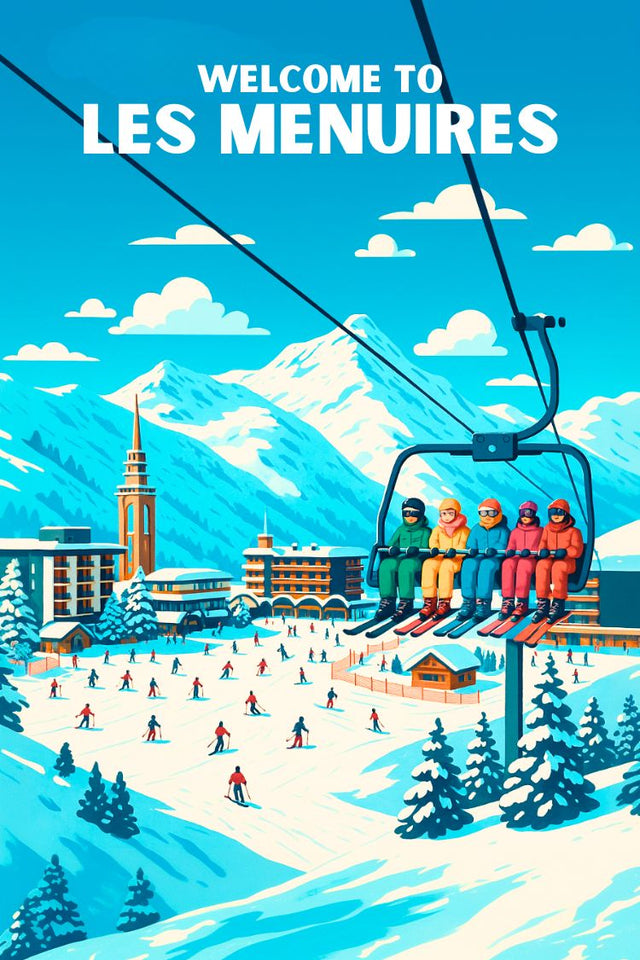 Affiche Les Menuires rétro vintage – station de ski