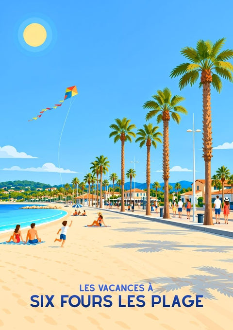 affiche, poster, Six-Fours-les-Plages, vacances, plage, tourisme, Var, Méditerranée, souvenir, décoration murale