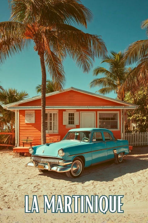 Martinique, Ancienne, Posters, Vintage, Voitures, Rétro, Plages, Décoration, Art mural, Souvenir.