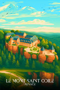 Mont Saint Odile, Poster, Déco Murale, Illustrée, Unique, Art, Design, Mural, Décoration, Vintage