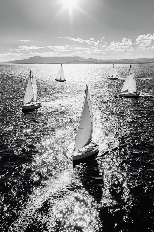 Poster, Noir et Blanc, Voileux, Pleine Action, Décoration, Affiche, Photographie, Nautique, Sport, Aventure.