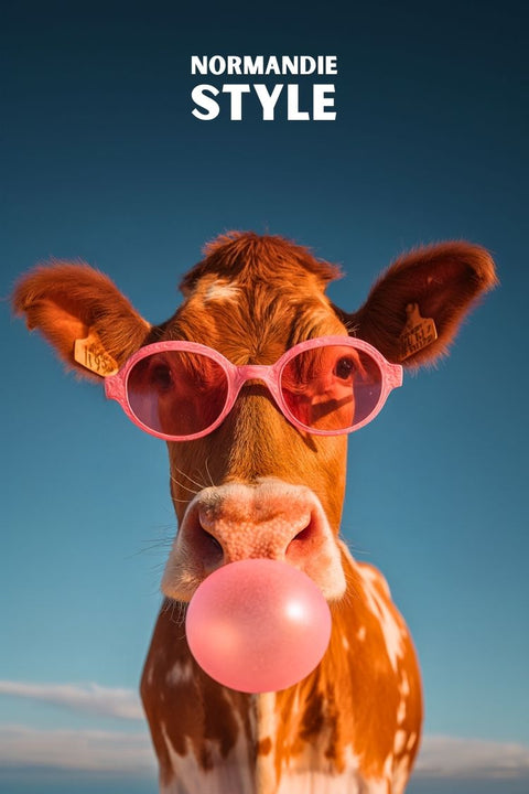 Vache Normande, gomme à mâcher, ados, bubble gum, affiche originale, saveur, divertissement, douceur, sucrerie, EVJF.