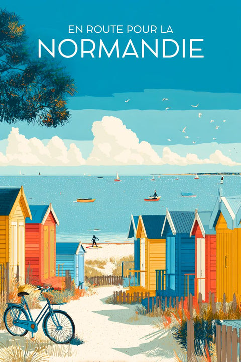 Affiche Normandie - Plage design vintage