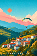 Affiche, Poster, Pays Basque, Déco, Maison, Pastel, Idéale, Murale, Art, Design.