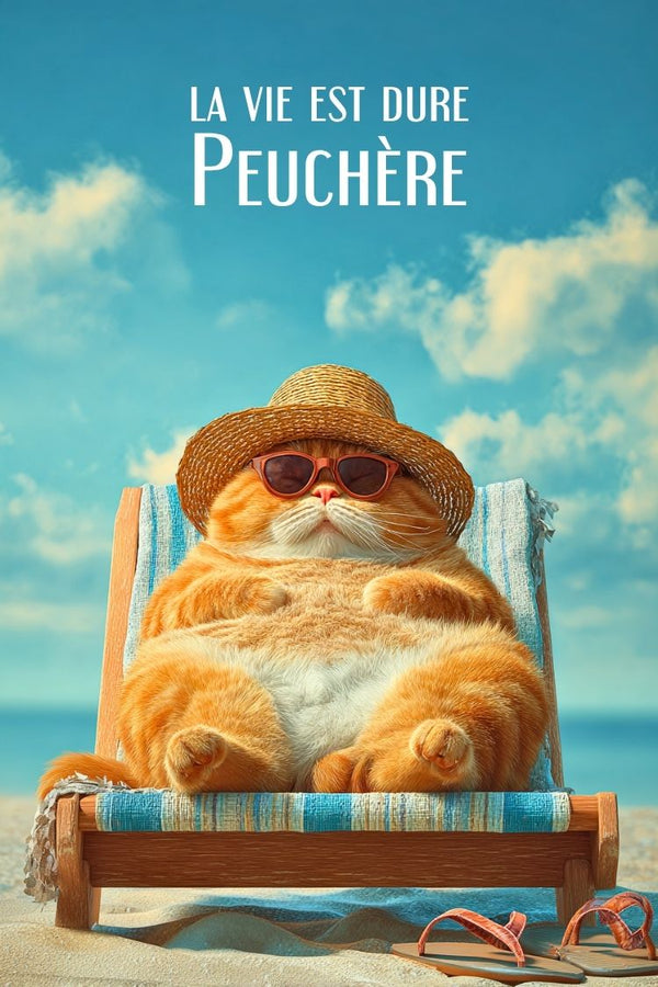 Affiche, Poster, Gros Chat, Roux, Souvenir, Vacance, Relaxant, Décoration, Murale, Animal.