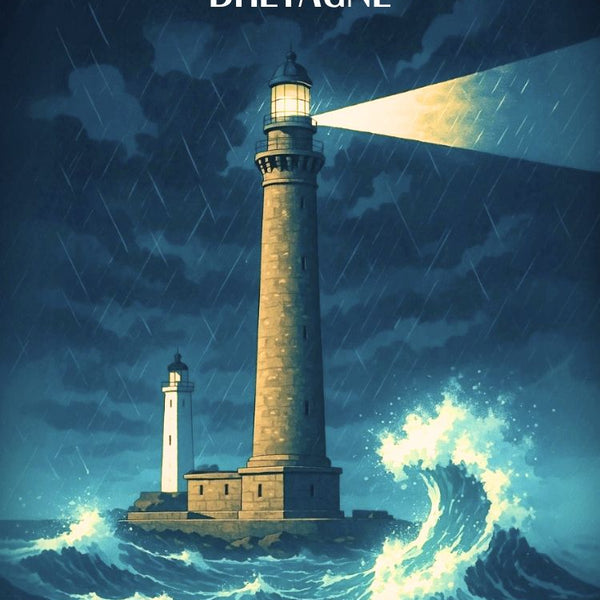 Déco, Murale, Phare, Ile Vierge, Plouguerneau, Bretagne, Finistère, Poster, Paysage, Mer.