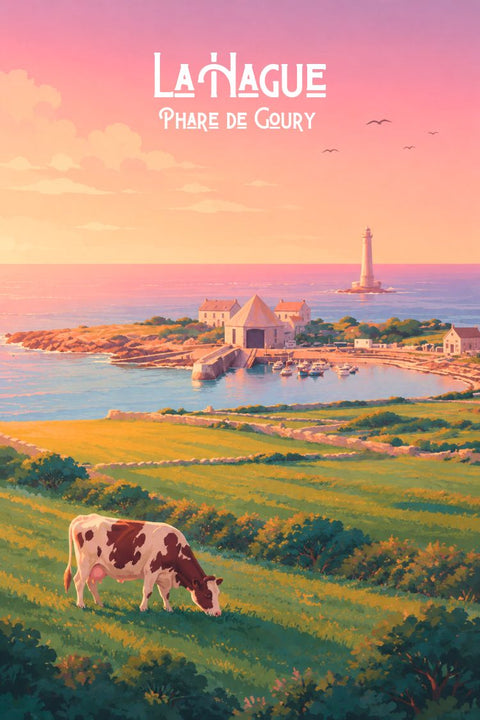 Affiche Phare de Goury - La Hague vintage.