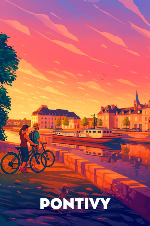 Affiche, Vintage, Pontivy, Souvenir, Rétro, Vacances, Accrocher, Décoration, Murale, Tourisme.