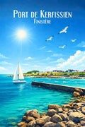 Affiche, Inspirante, Port, Kerfissien, Cléder, Finistère, Maritime, Décoration, Paysage, Bretagne.