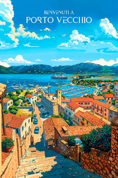Affiche, Vintage, Retro, Porto Vecchio, Décoration, Murale, Design, Éclat, Aesthétique, Unique
