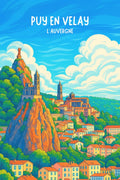 Poster, Retro, Illustré, Notre Dame du Puy, Déco Murale, Unique, Auvergne, Art, Design, Vintage