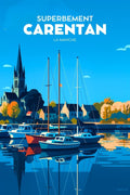Affiche, Retro, Vintage, Port, Carentan, Décoration, Murale, Graphique, Nostalgie, Maritime.