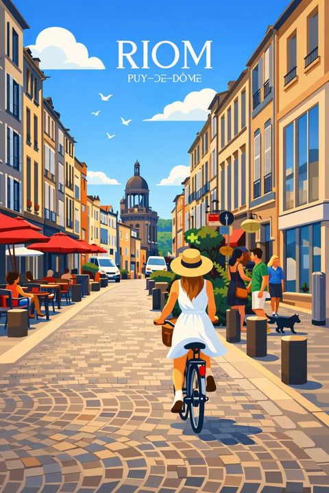 Poster, Retro, Riom, Vintage, Charme, Must-have, Décoration, Murale, Design, Nostalgie.