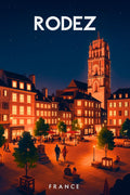 Affiche, Déco, Murale, Illustration, Cathédrale, Rodez, Art, Imprimé, Décoration, Intérieur