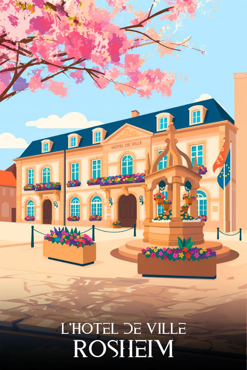 Rosheim, Hôtel de Ville, Affiche, Poster, Exclusif, Produit, Art, Décoration, Mural, Design