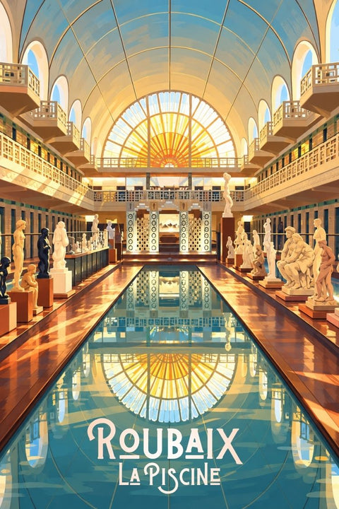 Affiche Roubaix - La Piscine vintage, musée, piscine