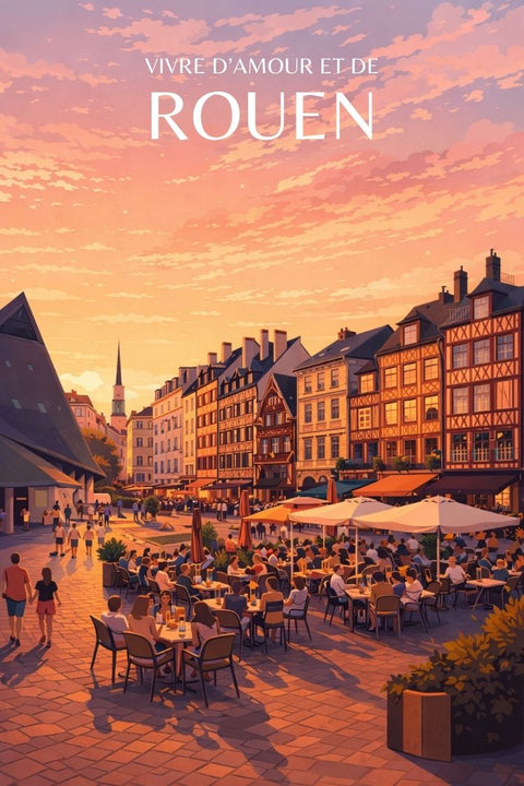 Affiche, Vintage, Rouen, Tendance, Bar, Décoration, Salon, Rétro, Murale, Design