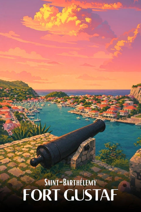 Affiche Saint-Barthélemy - Fort Gustaf ville st barth