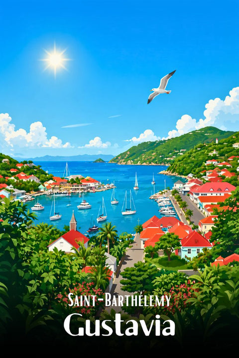Affiche Saint Barthélemy - Ville historique et pittoresque