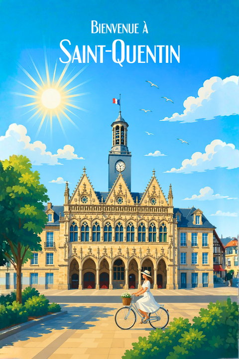 Affiche Saint Quentin - Mairie, décoration, illustration