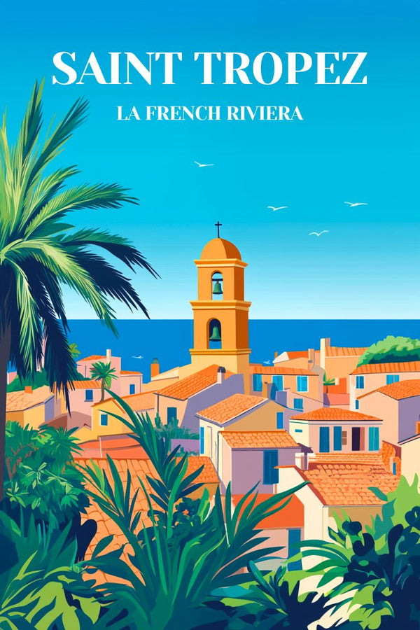 Affiche Vintage Saint-Tropez Rétro Déco Murale Côte d’Azur