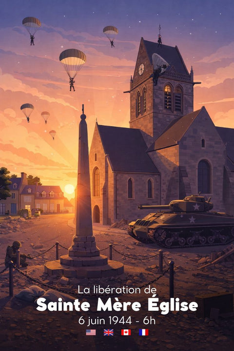 Affiche Sainte Mère Eglise - Libération 6 juin 1944 - Parachutage