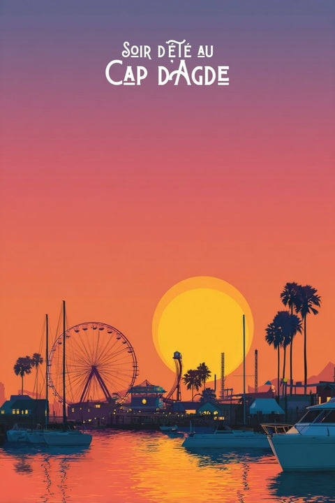 Affiche Soir d’été Cap d’Agde coucher soleil minimaliste