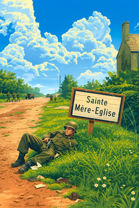 Affiche Sainte Mère - Soldats BD Vintage