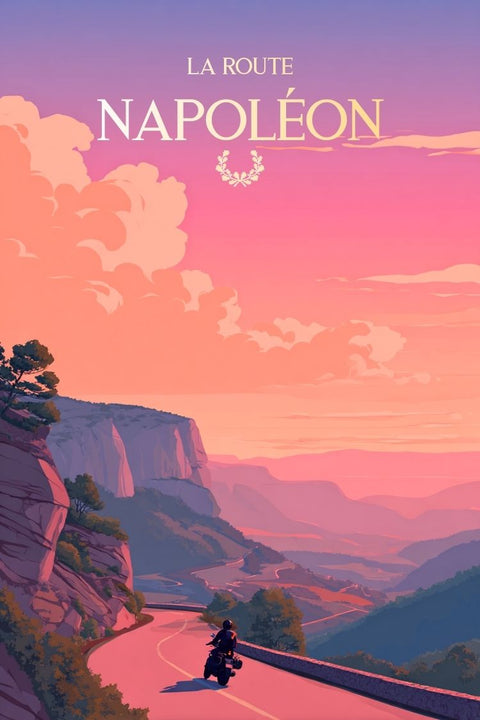Affiche Route Napoléon - Itinéraire Motard