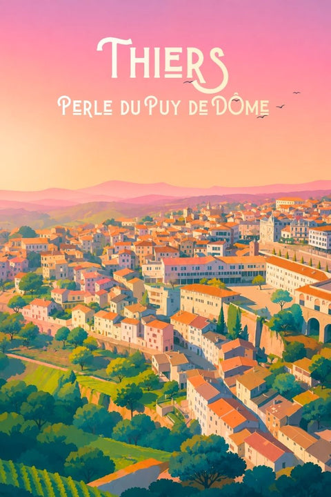 Affiche Thiers Retro - Vue ville vintage