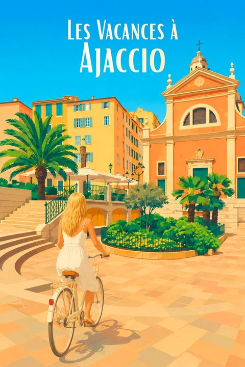 Affiche Ajaccio Souvenirs Ville Ruelle Vintage