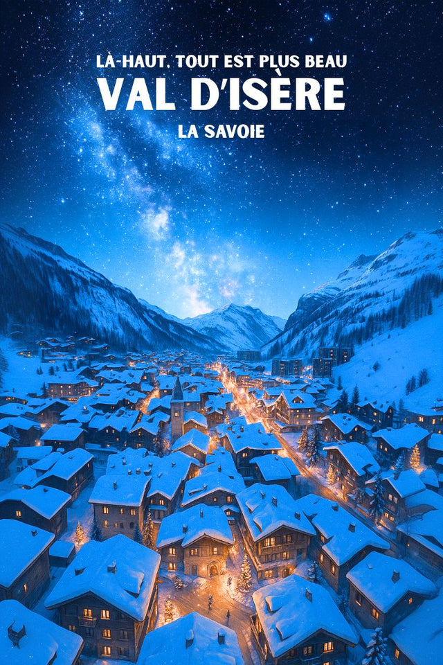 Affiche Val d’Isère nuit étoilée – ski Savoie