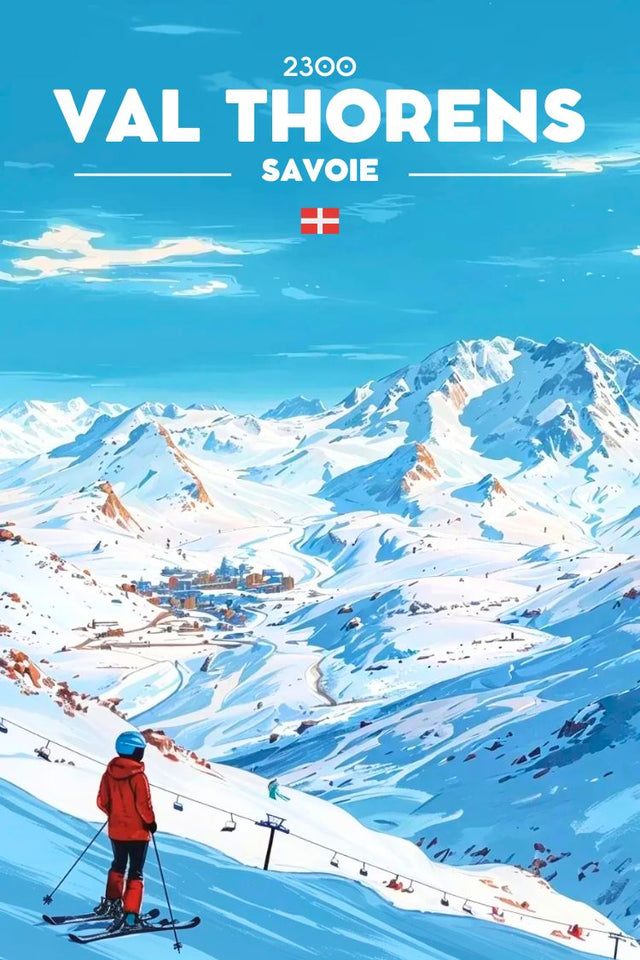 Affiche Val Thorens station de ski 2300m – poster rétro vintage