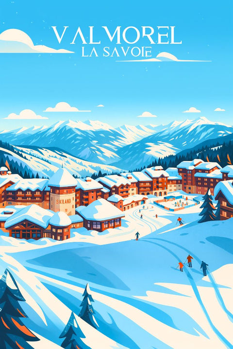 Affiche, Poster, Valmorel, Deco, Tendance, Fans, Ski, Moderne, Design, Montagne