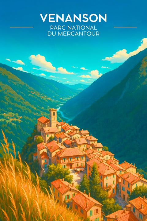Affiche Venanson - Coucher de soleil montagne