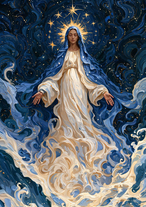 Affiche Vierge Marie - Mère de Dieu bleue