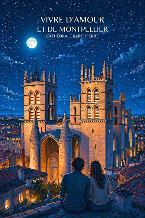 Affiche Montpellier - Amour et cathédrale
