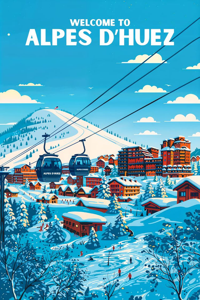 Affiche Alpe d’Huez ski rétro vintage