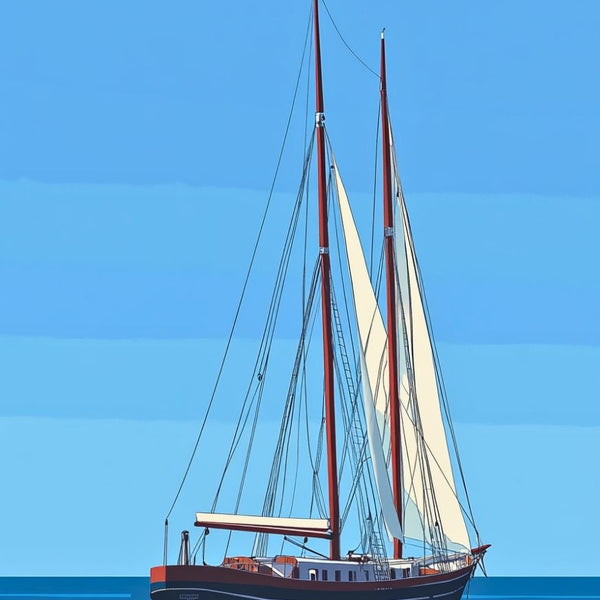 Affiche Bateau - Le voilier au mouillage